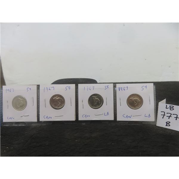 4 1967 Canadian Nickels 