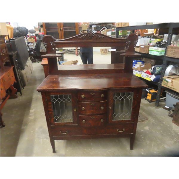 Buffet with Top Mirrored Hutch + Lead Glass 59"x46"x20"
