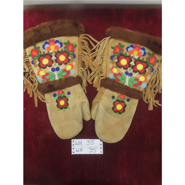 Vintage 15 Inch Beaded Aboriginal Mitts