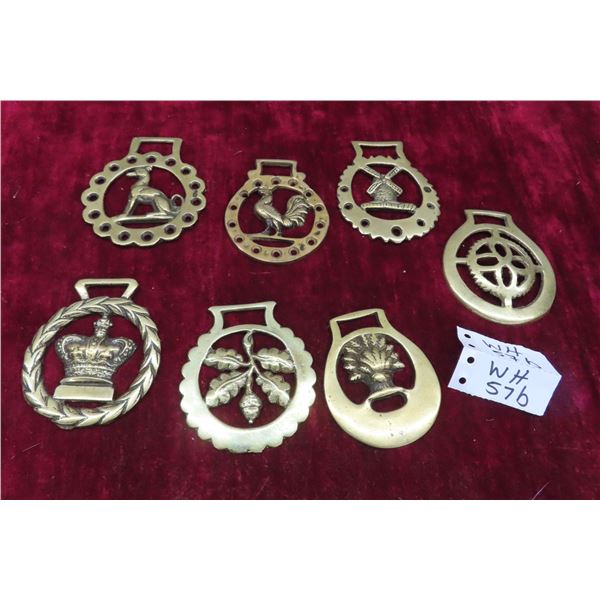 7 Decorative Brass Horse Harness Medallions 3x3 1/4