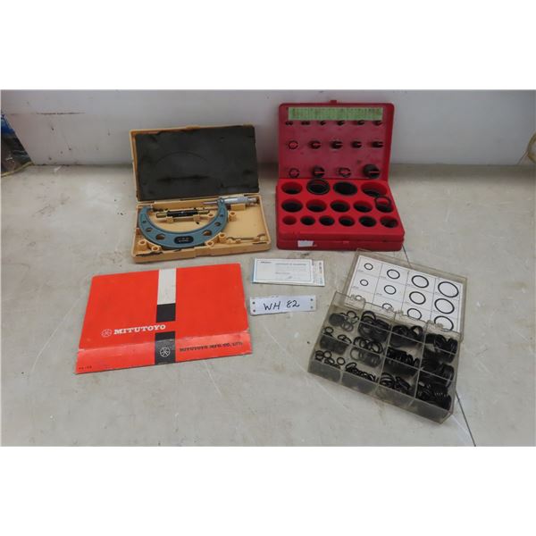 Mitutoyo Outside Diameter Micrometer 4-5'' and Large Lot of O-Rings