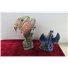 Image 2 : 2 Dragon Figurines with Orb 8'' High and with Gems and Orb 11'' High 