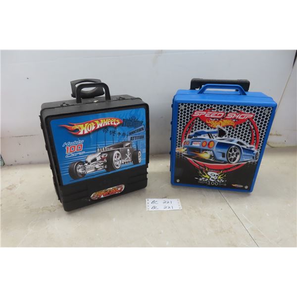 2 Hot Wheel Carriers and 6 Die Cast Cars