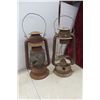 Image 2 : 3 Metal Lanterns, 1 Has Been Converted to Electric Lamp
