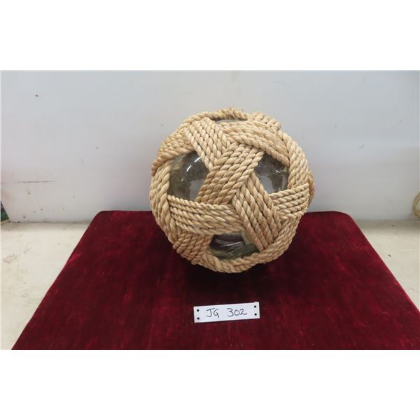 Heavy Glass Ball Ornament 39 Inches in Diameter Covered with Rope