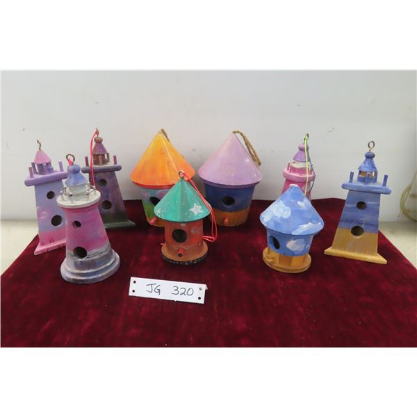 9 Nicely Painted Hand Done Bird Houses 