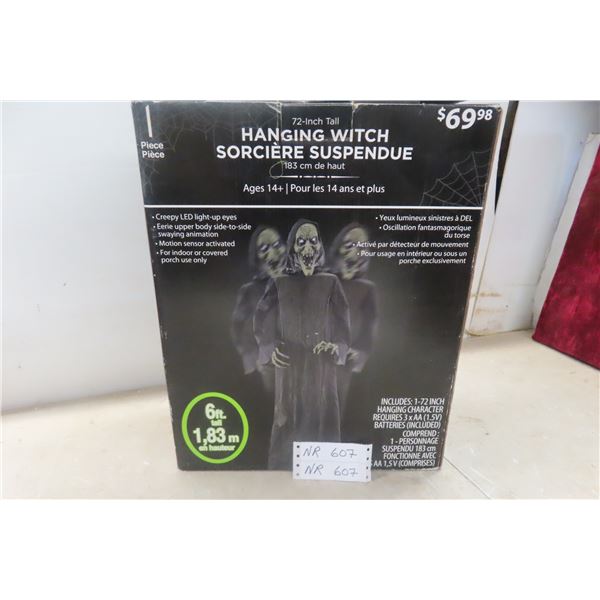 New Creepy 72'' Tall Hanging Witch with LED Light Up Eyes
