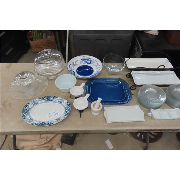 Serving Ware Covered Pedestal Cake Plate Platters, Butter Melting Bowls