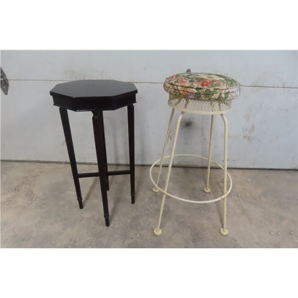Side Table/Plant Stand 27x14, Metal Stool 