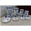 Image 6 : 19 Pieces Blue Orion China Soup Tourane Cookie Jar, Cannister Set, Jam July Jars 
