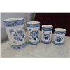 Image 7 : 19 Pieces Blue Orion China Soup Tourane Cookie Jar, Cannister Set, Jam July Jars 