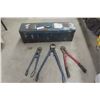 Image 1 : Large Metal Tool Box and 3 Pairs Bolt Cutters (Tool Box Doesn’t Open Fully)