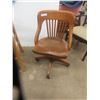 Image 4 : Oak Swivel Rocking Office Chair + Stool 