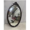 Image 1 : Oval Antique Wood Framed Beveled Mirror 35t"x 20" 