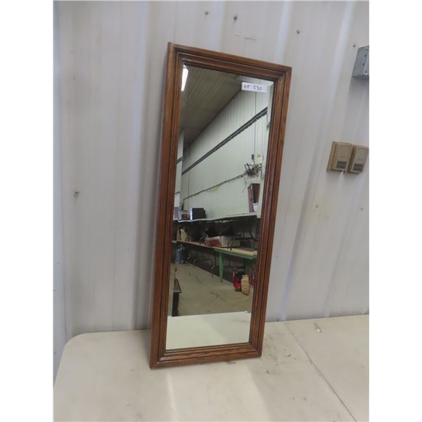 Wood Framed Beveled Mirror 16"x42" 