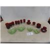 Image 1 : 4 Flower Depression Bowls + 11 Ruby Glasses 