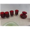 Image 5 : 4 Flower Depression Bowls + 11 Ruby Glasses 