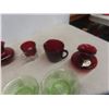 Image 6 : 4 Flower Depression Bowls + 11 Ruby Glasses 