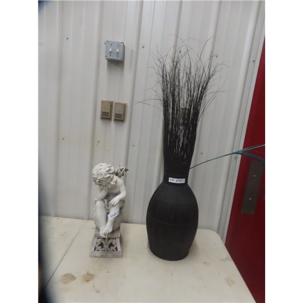 Decorative Vase + Yard Angel Ornament 