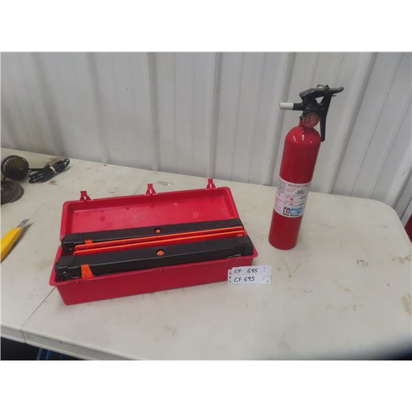 Set of Magnetic Road Caution Reflectors + Fire Extinguisher 