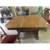 Image 2 : Walnut Dining Round Table 29"x54"x44" + 6 Chairs + One 18" Leaf