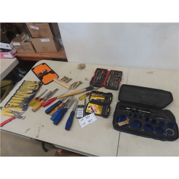 Hole Saw Set, Drill Bits, Forestry Bits, Chisels + 