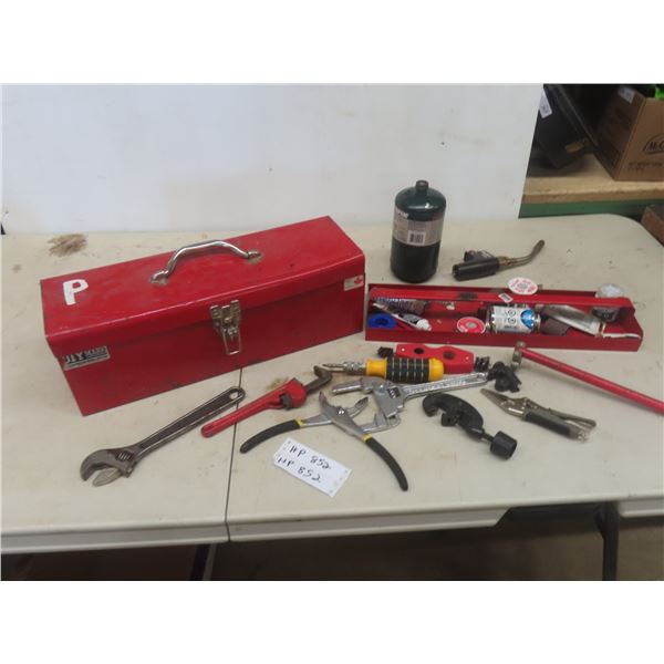 Pipewrench, Tube Cutter, Pliers, Torch, Plumbing, Metal Box