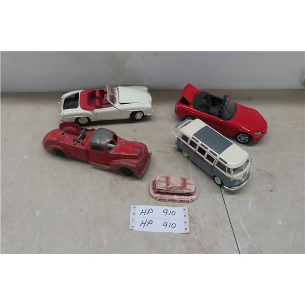 3 Die Cast VW Bus Mercedes, Honda and Vintage Hubley Tow Truck