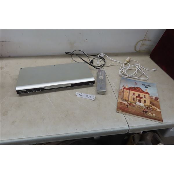 Hitachi DVD Player with Remote, Extension Cord, and Winnipeg 100 Book