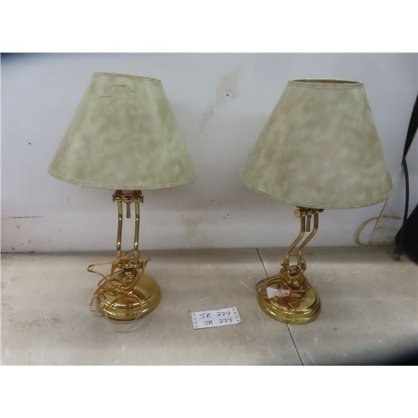 2 Adjustable Lamps 20" High Both Shades Have Damage 