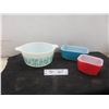 Image 1 : Amish Butter Print Pyrex Casserole Dish + 2 Fridge Dishes 
