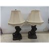 Image 5 : 2 Ceramic Stallion Base Lamps with Shades 22" Tall 