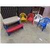 Image 1 : Little Tykes Picnic Table + 4 Childrens Plastic Lawn Chairs 