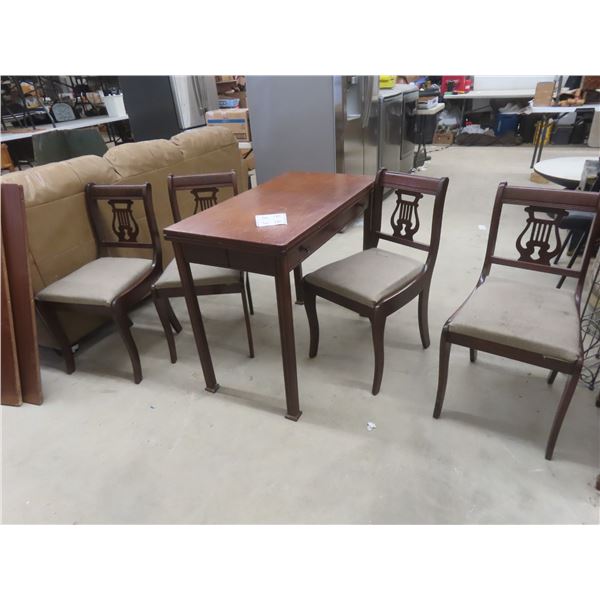 Wood Table with 4 Chairs + 2 Leafs 30"x38"x20" Extends Up To 40" with 2 -12" Leafs 