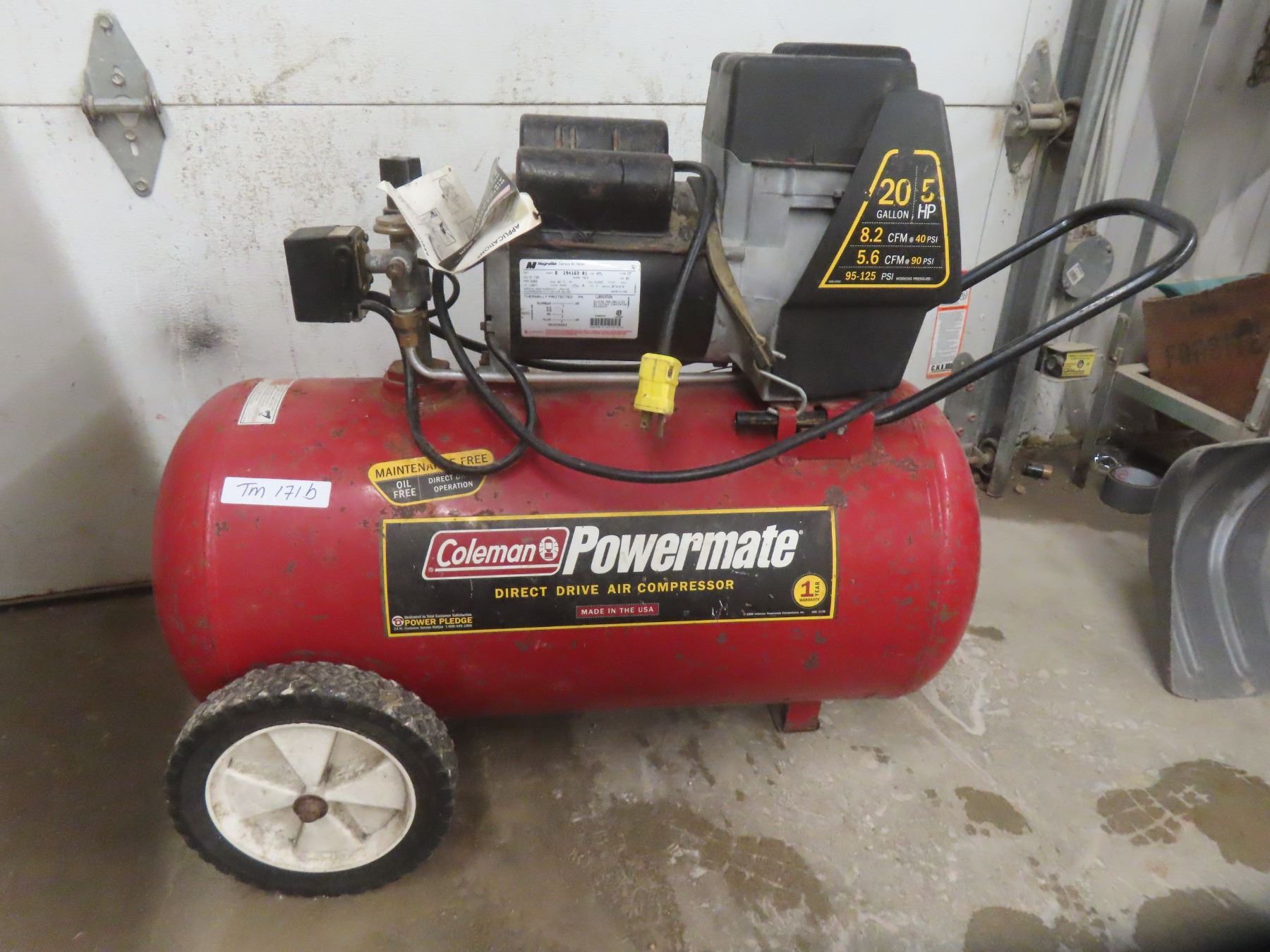 Coleman Power Matic Air Compressor 20 Gal. 5HP- Works
