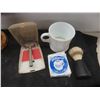 Image 3 : Vintage Apothecary Items, Razor, Shaving Cup, Brush, Dic- A - Doo Cleaner + 