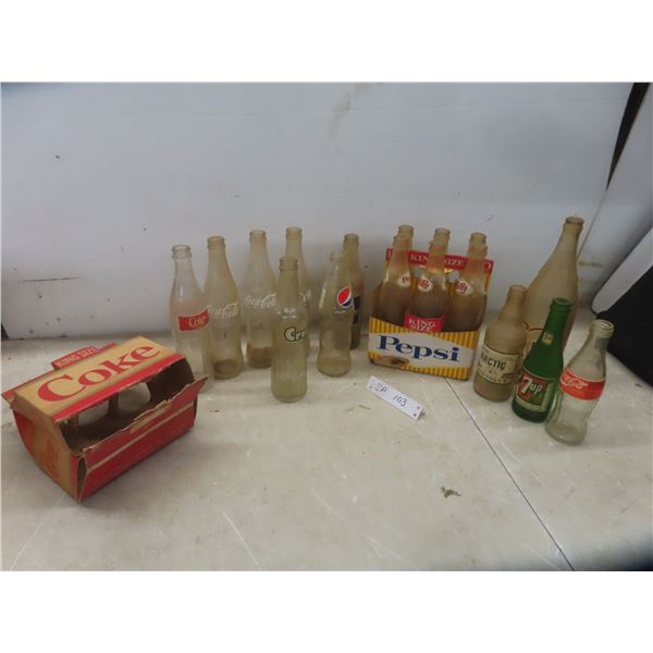 17 Soda Bottles : Pepsi, Coca Cola, Crush, 7UP, Artic + 