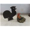Image 5 : 4 Chickens: Wood Carved 12", Cast Bell, 2 Tealight Holders 