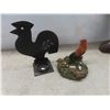 Image 6 : 4 Chickens: Wood Carved 12", Cast Bell, 2 Tealight Holders 