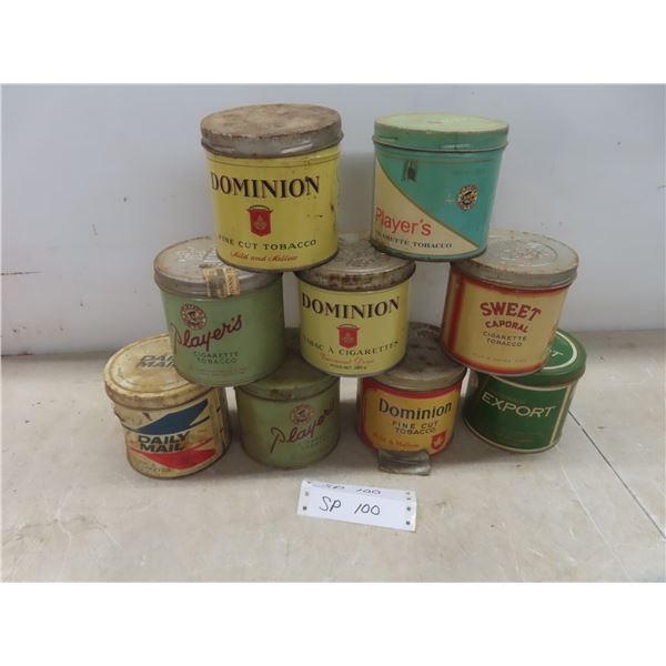 9 Tobacco Tins Daily Mail, Players Sweet Cap, Dominion + 