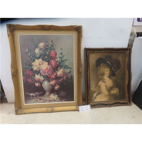 2 Victorian Pictures  Largest 29"x 23"