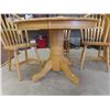 Image 2 : Wood Pedestal Dining Table with Leaf + 3 Chairs 42"x42" Plus 18" Leaf 