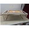 Image 1 : Vintage Wicker Breakfast-in-Bed Table with Book Storage and Removable Tray  10"x 18"x34" Tray 22"x16