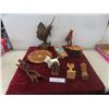 Image 1 : 10 Pieces Wood Carvings / Art, Some Signed - Tallest 14" 