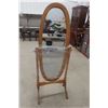 Image 1 : Self Standing Oak Oval Mirror Size 19"x50"