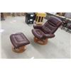 Image 1 : Leather / Leather Style Reclining Swivel Chair with Ottoman 