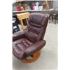 Image 2 : Leather / Leather Style Reclining Swivel Chair with Ottoman 