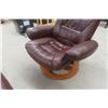 Image 4 : Leather / Leather Style Reclining Swivel Chair with Ottoman 