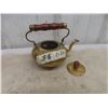 Image 5 : Brass Tea Pot and Lid, Mahogany Display Case with 4 Brass Pieces