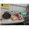 Image 1 : Large Fry Pan, Salad Spinner, Strainer, BBQ Veggie Cooker, Corks